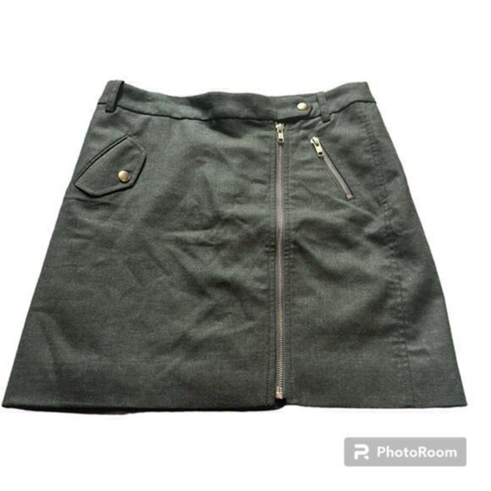 J. Crew olive green wool blend mini skirt